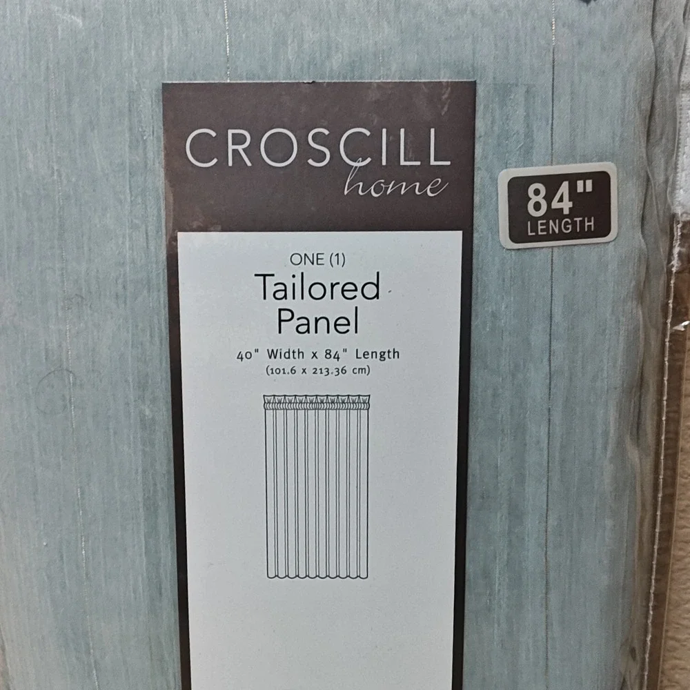 Croscill Carisa Tailored Curtain Panel 40x84 Aqua Blue Gold Pinstripe 8081